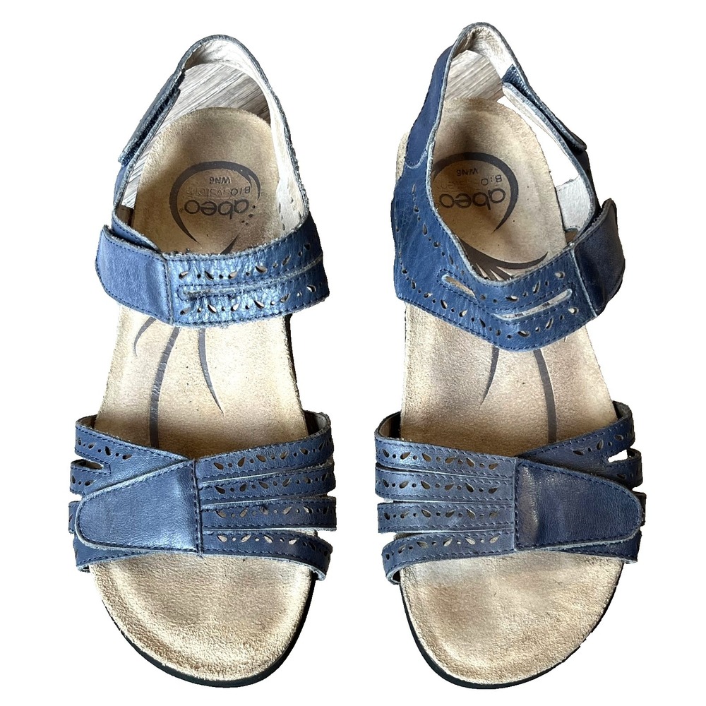 Abeo‎ BIO System Bijou Wedge Sandals Blue Leather Womens 6 N